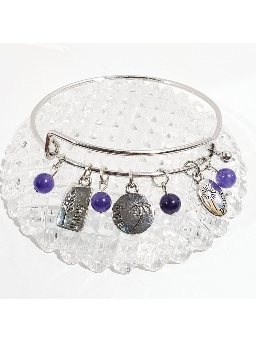 Growing strong bangle bracelet silvertone Faith Hope Peace